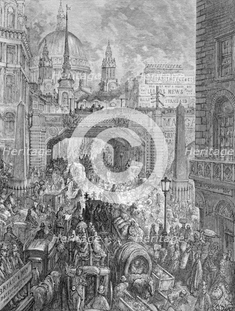 'Ludgate Hill-A Block in the Street', 1872.  Artist: Quesnel