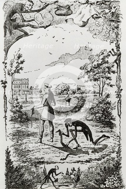 Illustration from  Peter Schlemihls Wundersame Geschichte, by Adelbert von Chamisso, 1814.. Artist: Unknown