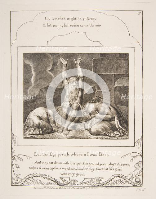 Job's Despair, from Illustrations of the Book of Job, 1825-26. Creator: William Blake.