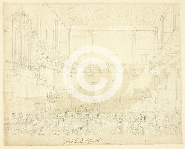 Study for Whitehall Chapel, from Microcosm of London, c. 1809. Creator: Augustus Charles Pugin.