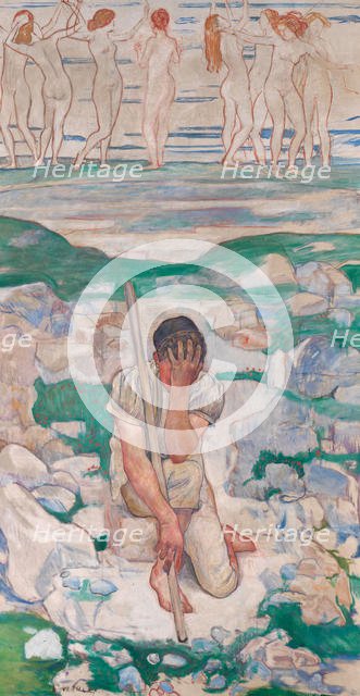 The Dream of the Shepherd (Der Traum des Hirten), 1896. Creator: Ferdinand Hodler.