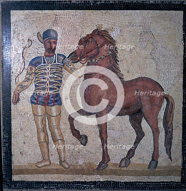 Roman mosaic of a charioteer, 1st century. Artist: Unknown