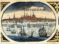 Amsterdam, colored engraving from the book 'Le Theatre du monde' or 'Nouvel Atlas', 1645, created…