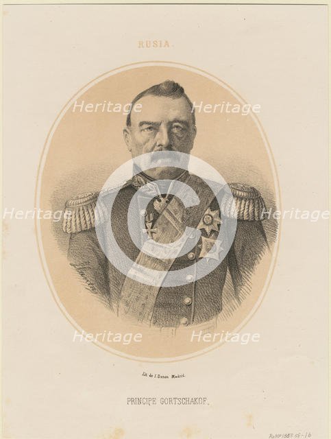 Portrait of Prince Mikhail Dmitrievich Gorchakov (1795-1861), 1865. Artist: Llanta, Jacques François Gaudérique (1807-1864)