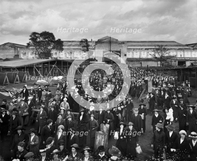 Waring & Gllow munitions factory, White City, Hammersmith and Fulham, London, August 1916. Artist: Adolph Augustus Boucher.