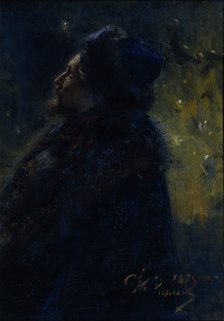 Sadko. Portrait of the artist Viktor Vasnetsov (1848-1926), 1875. Artist: Repin, Ilya Yefimovich (1844-1930)