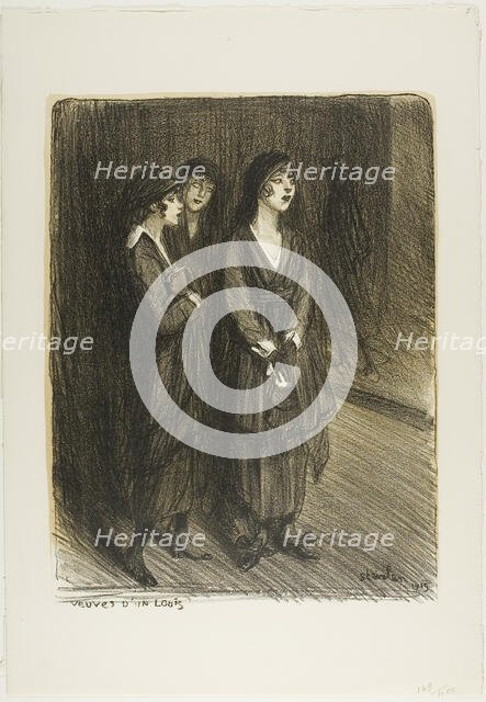 Veuves d'un Louis, plate seven from Actualités, 1915. Creator: Theophile Alexandre Steinlen.