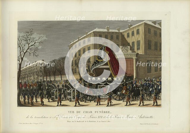 Vue du char funèbre de la translation à Saint-Denis des corps de Louis XVI et de la..., 1817-1824. Creator: Courvoisier-Voisin, Henri (1757-1830).