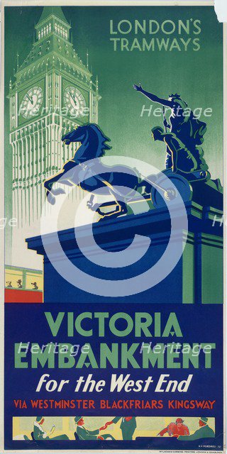 'Victoria Embankment', London County Council (LCC) Tramways poster, 1932. Artist: RF Fordred