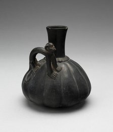 Gourd-Shaped Blackware Jar with Modeled Monkey Handle, A.D. 1000/1450. Creator: Unknown.