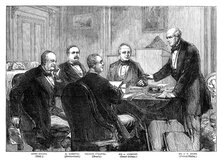 'Meeting of the Arbitrators on the 'Alabama' claims at Geneva', 1871 (late 19th century). Artist: Unknown