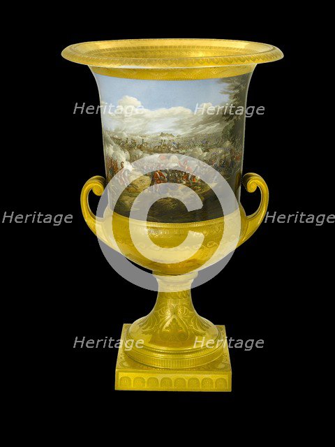 Urn showing the Battle of  Waterloo, 1815, (1817-1819). Artist: Unknown.