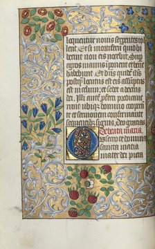 Book of Hours (Use of Rouen): fol. 18v, Large Initial O with Elaborate Border, c. 1470. Creator: Master of the Geneva Latini (French, active Rouen, 1460-80).