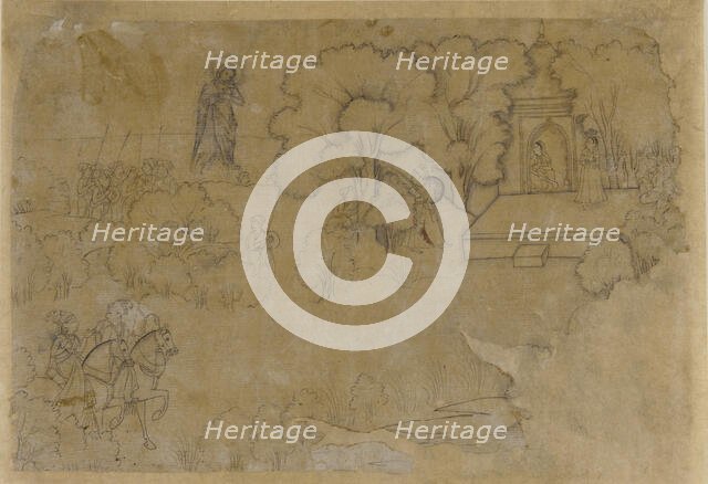 Landscape with a figure of the Virgin Mary, 17th century. Creator: Unknown.