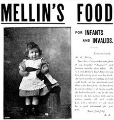 Advertisement for Mellin's Food for Infants and Invalids, 1895.  Creator: Unknown.