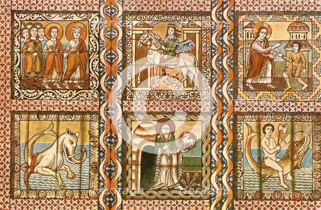 Painted wooden ceiling in St. Martin's Church, Zillis, Switzerland, (1928). Creator: Unknown.