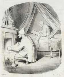 Une nuit agitée, 1847. Creator: Honore Daumier.