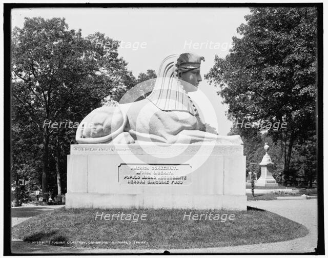 Mt. Auburn Cemetery, Cambridge, Milmore's sphinx, between 1890 and 1901. Creator: Unknown.