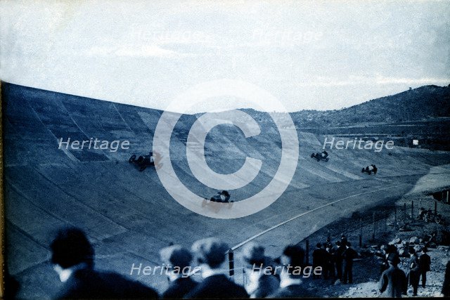 Perspective of the layout of the Autodromo National Terramar in Sitges (Barcelona), in a postcard…
