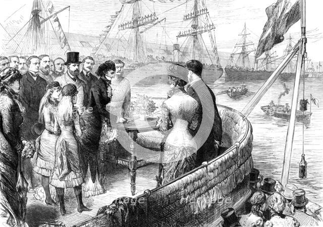 The Princess of Wales naming the new Alexandra Dock, Liverpool, 1881. Creator: Unknown.