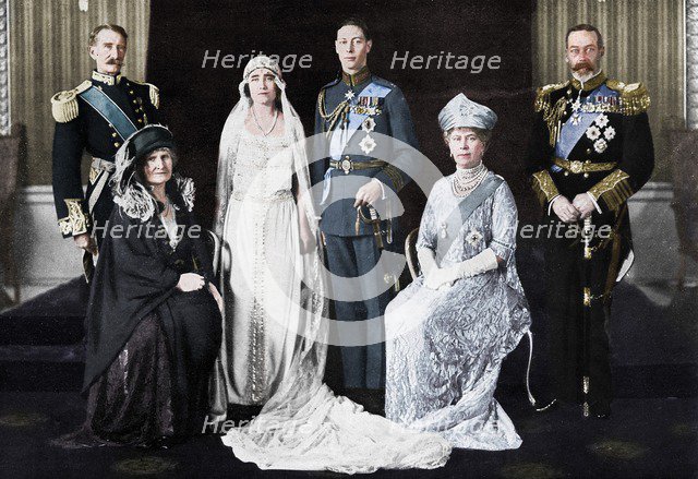The wedding of the Duke of York and Lady Elizabeth Bowes-Lyon, 1923.  Artist: Unknown.