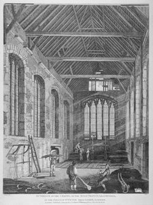 Workmen dismantling Holy Trinity Chapel, Leadenhall Street, City of London, 1825.                    Artist: Thomas Dale