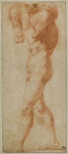 Male Nude Walking to Left, Carrying Burden on His Shoulders, n.d. Creator: Unknown.