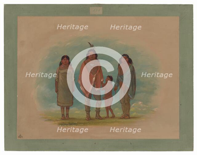 Patagon Chief, His Brother, and Daughter, 1856/1869. Creator: George Catlin.