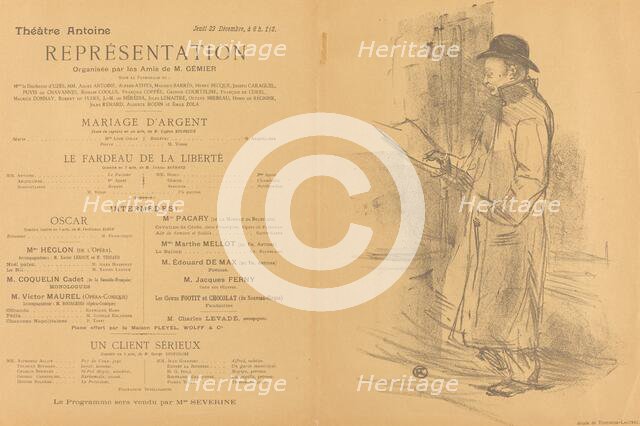 Mariage d'argent; Le Fardeau de la liberté; Un Client sérieux [recto], 1897. Creator: Henri de Toulouse-Lautrec.