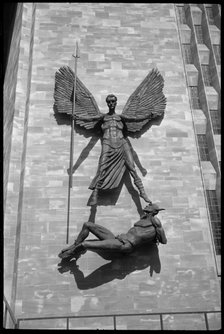 'St Michael's Victory over the Devil', sculpture at Coventry Cathedral, West Midlands, c1958-c1980. Creator: Ursula Clark.