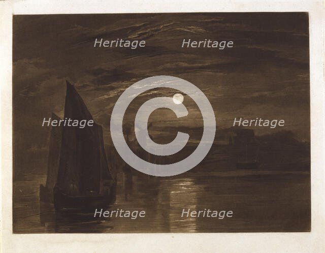 Moonlight on the Medway at Chatham, (c1824?). Creator: Henry Edward Dawe.