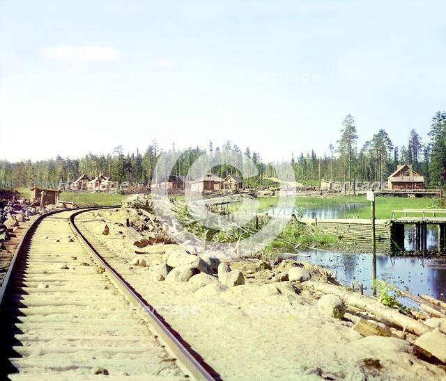 Segezh Station; general view, 1915. Creator: Sergey Mikhaylovich Prokudin-Gorsky.