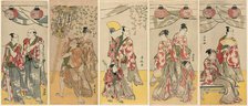 Eleven Actors Celebrating the Festival of the Shrine of the Soga Brothers, 1788. Creator: Torii Kiyonaga.