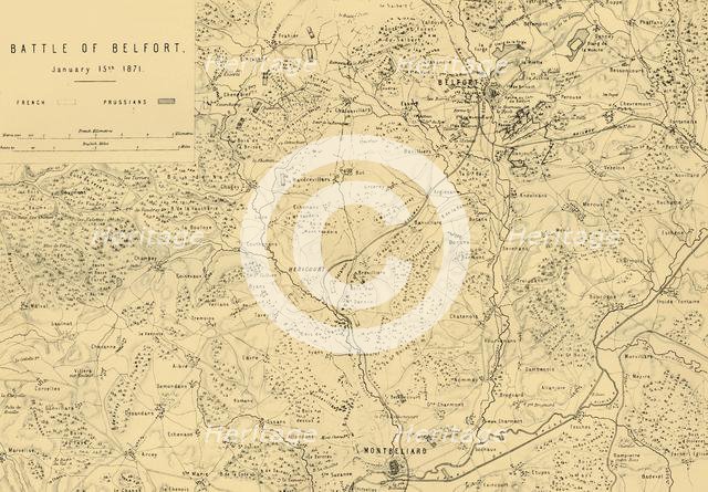 Map of the Battle of Belfort, 15 January 1871, (c1872).  Creator: R. Walker.