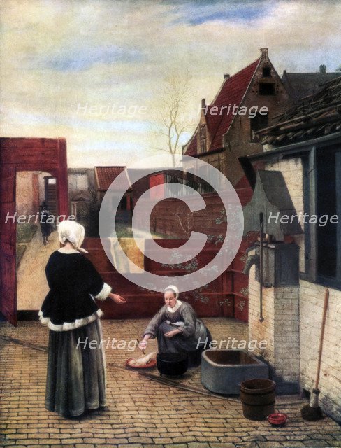 'A Woman and her Maid in a Courtyard', c1660-1661, (1933). Artist: Pieter de Hooch