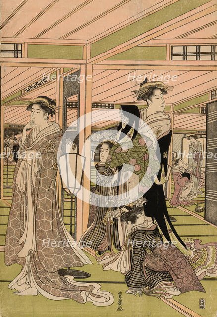 The parlor of a brothel in the pleasure quarters, c. 1789/1801. Creator: Utagawa Toyokuni I.