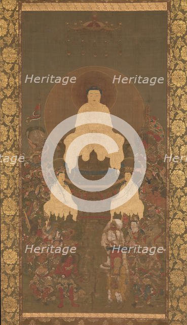Shakyamuni Triad with the Sixteen Protectors of the Great Wisdom Sutra, late 14th century. Creator: Unknown.