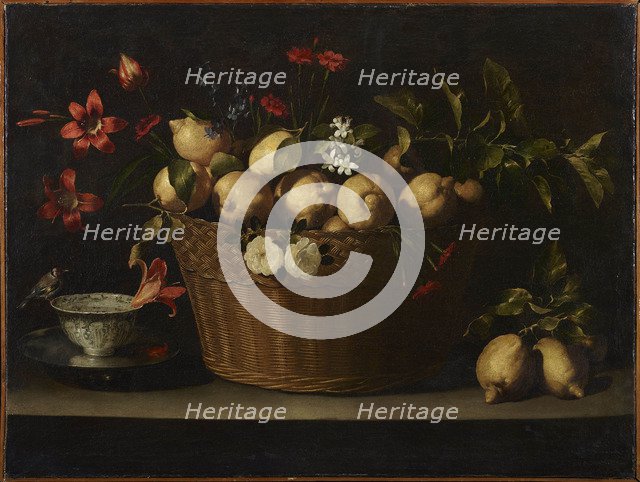 Still Life with Lemons in a Wicker Basket, ca 1643-1649. Creator: Zurbarán, Juan de (1620-1649).