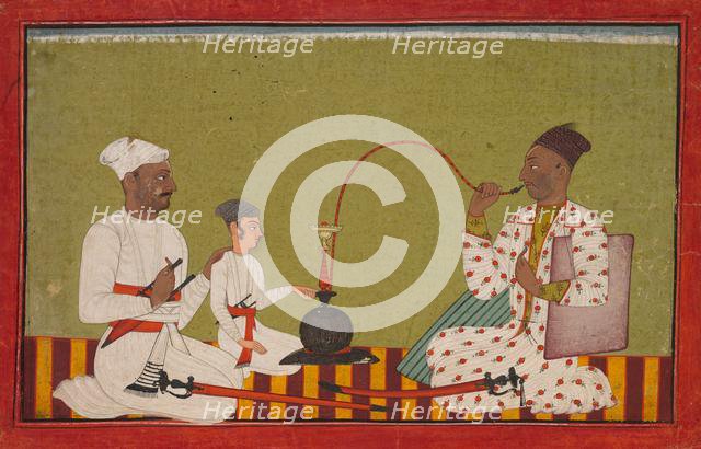 Seated Prince Smoking a Hookah, c, 1710-1715. Creator: Unknown.