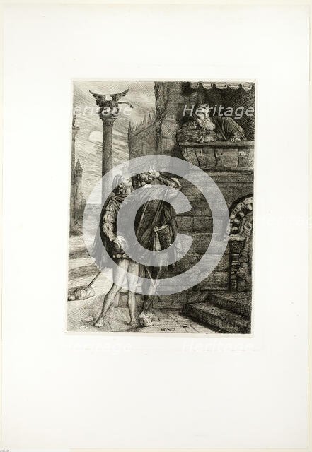 Owake! what ho! Brabantio! thieves! thieves!, plate one from Othello, 1844. Creator: Theodore Chasseriau.