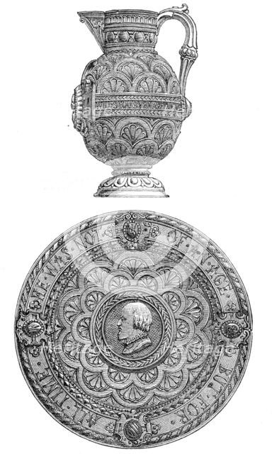 Shakspeare salver and jug, 1864. Creator: Unknown.