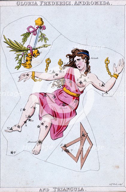 Constellations of Andromeda and Triangula, c1820. Artist: Sidney Hall