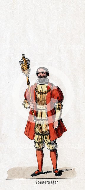 Holder of a sceptre, costume design for Shakespeare's play, Henry VIII, 19th century. Artist: Unknown