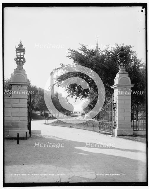 Gate at Water Works Park, Detroit, between 1890 and 1901. Creator: Unknown.