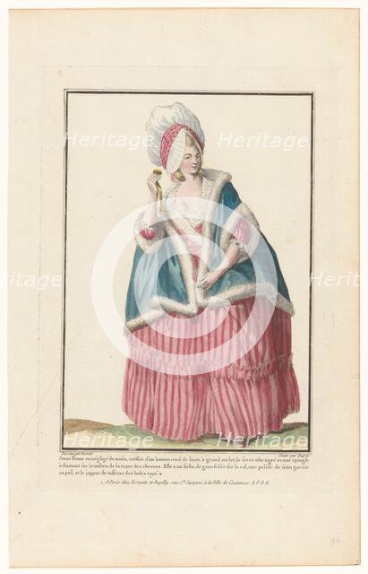 Gallery of French Fashions and Costumes, 1779, R. 98: Young lady in a morning neg (...), 1779. Creator: Nicolas Dupin.