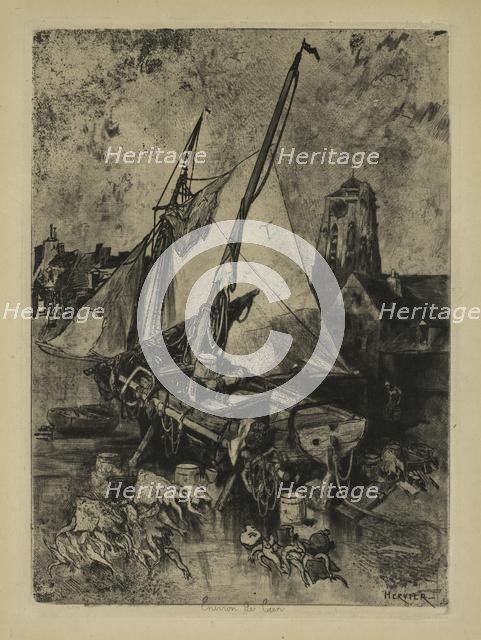 Fishing Boats, Normandy (Environ de Caen), c. 1862-1864. Creator: Louis Adolphe Hervier (French, 1818-1879).