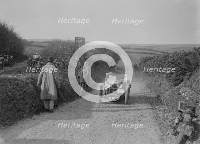 MG J2 of JWS Utley competing in the MCC Lands End Trial, Beggars Roost, Exmoor, 1933. Artist: Bill Brunell.