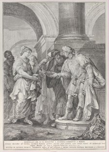 Daniel argues with the elders while Susanna stands at left, 1732-50. Creator: Pietro Monaco.