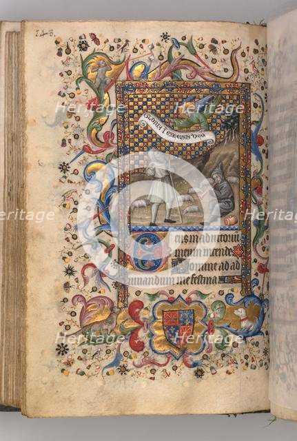 Hours of Charles the Noble, King of Navarre (1361-1425): Annunciation to the Shepherds...(verso), c1 Creator: Master of the Brussels Initials and Associates (French).