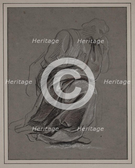 Study of a Kneeling Man, between late 17th and early 18th century. Creator: Charles-Antoine Coypel.